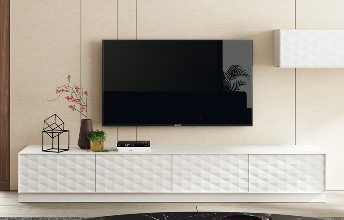 Mueble TV bajo para salón de diseño en madera sostenible